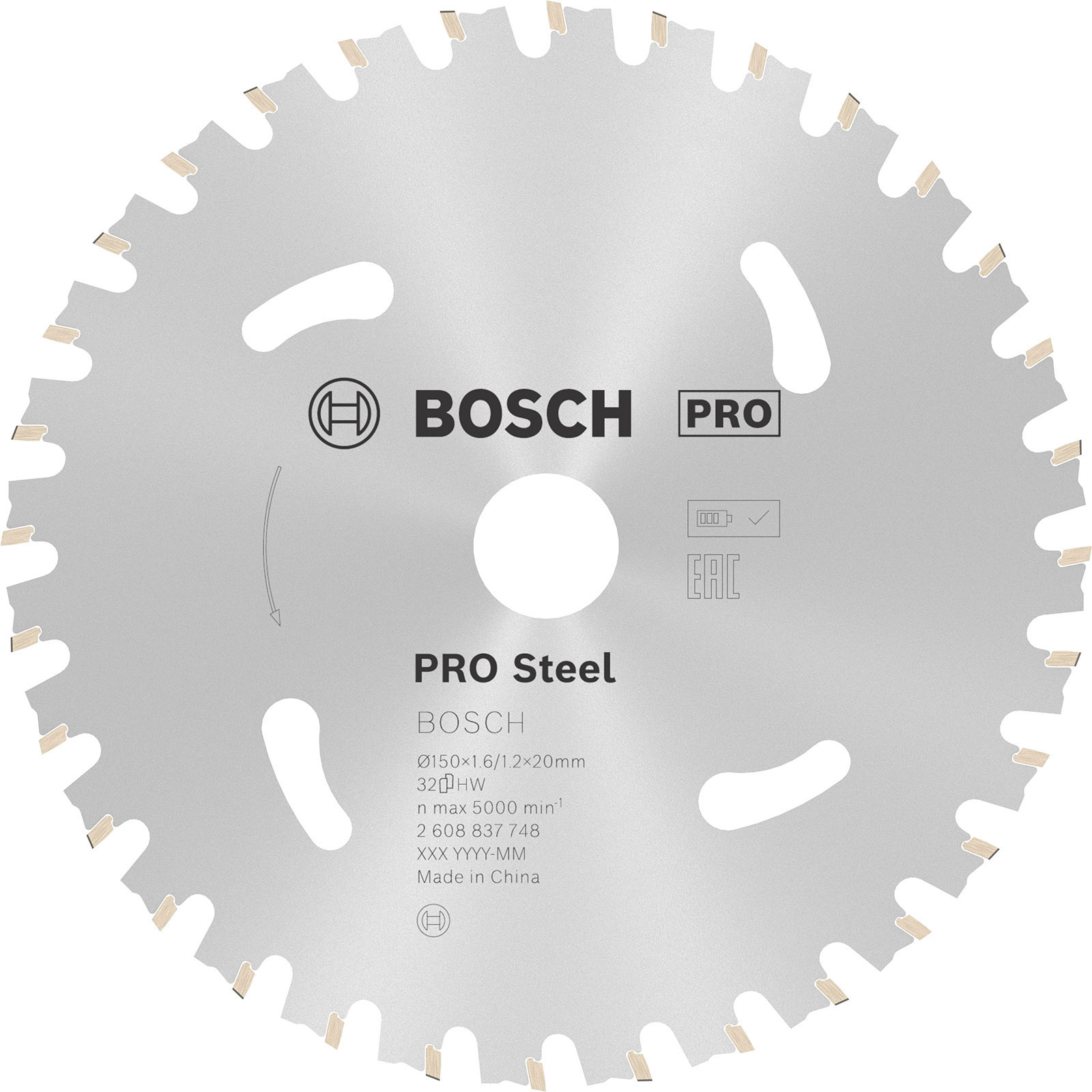 Lame de scie circulaire Bosch PRO Steel pour outils sans fil, 150 x 1,6 x 20 mm, T32