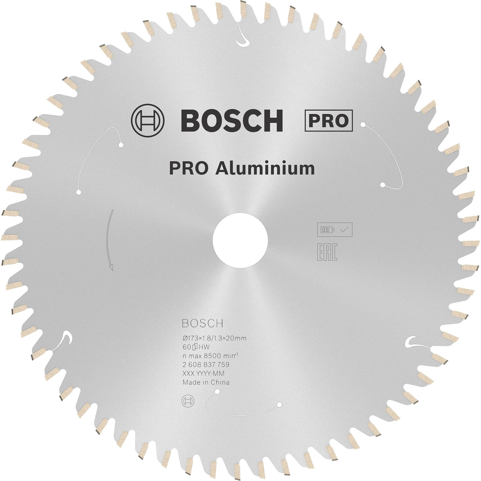 Bosch PRO Aluminium cordless - Lame de scie circulaire pour scies circulaires 173 x 1,8 x 20 mm - 2608837759