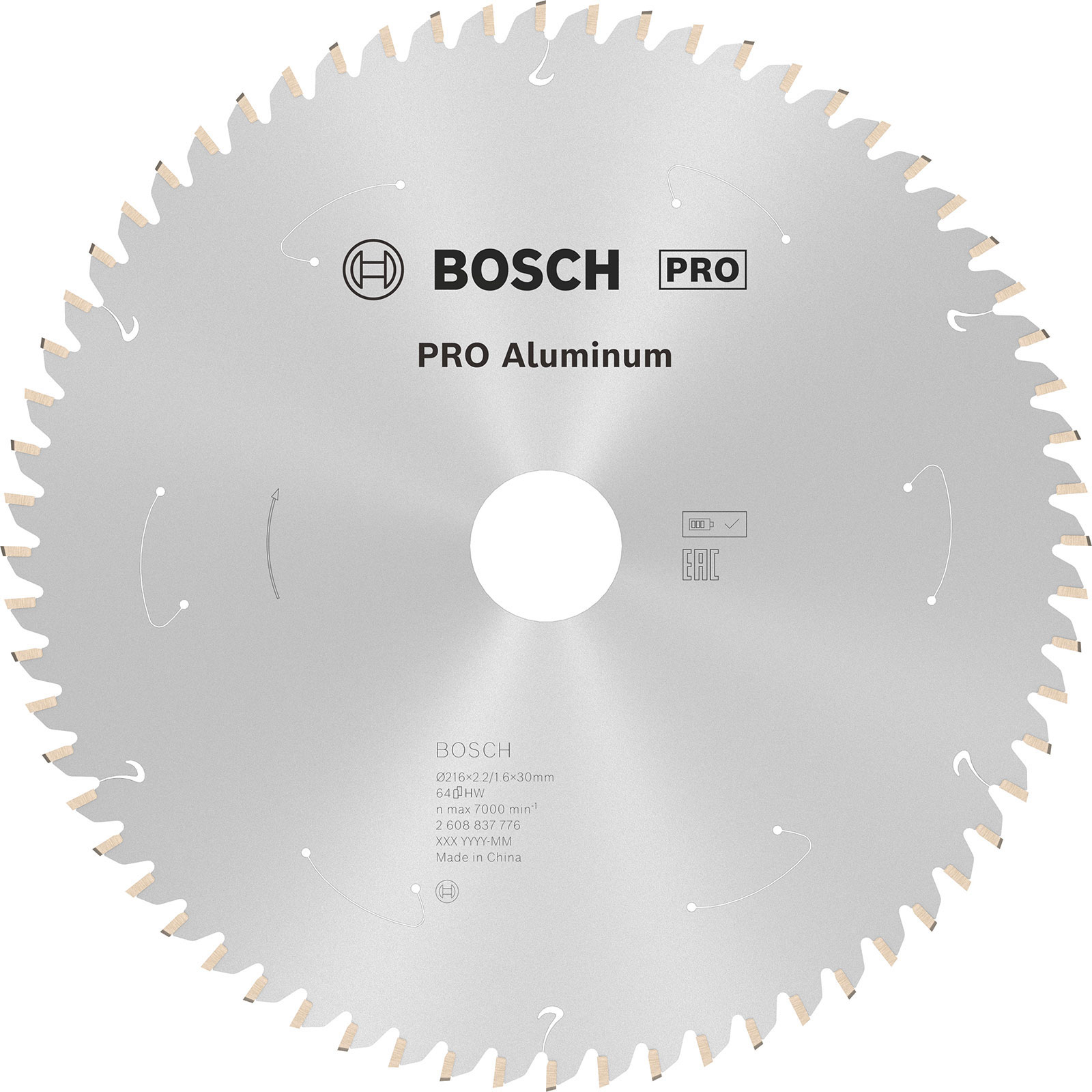 Bosch Lame de scie standard pour aluminium à batterie 216x2,2/1,6x30 Z64, 2608837776