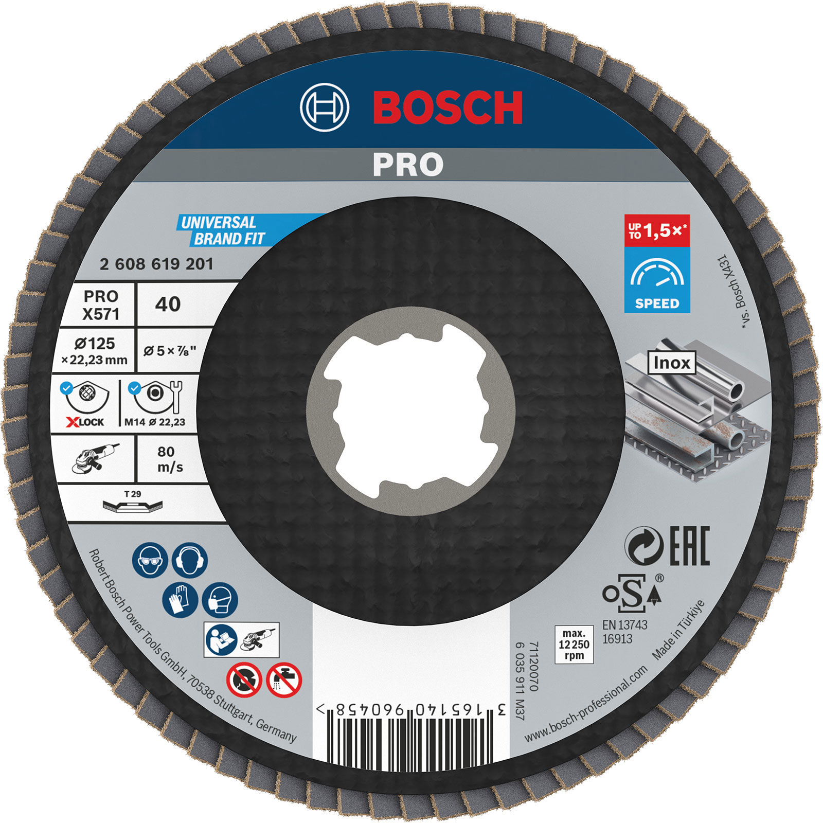 Disque à lamelles X-LOCK PRO X571 G40 pour métal - 125 mm - Bosch 2608619201