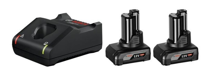 Set de démarrage Bosch 2x batteries 6,0 Ah + chargeur GAL 12V-40 en boîte