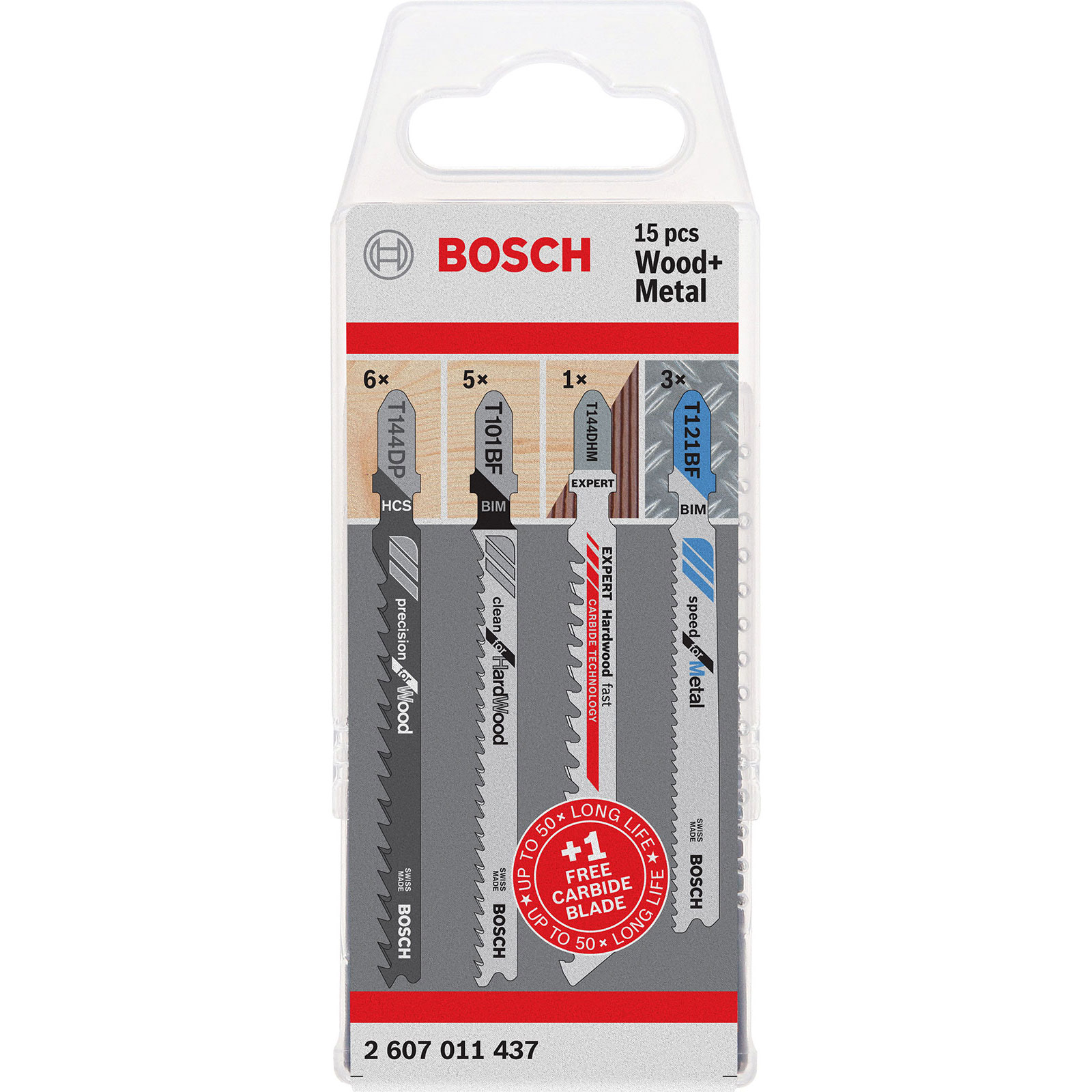 Lot de 15 lames de scie sauteuse Bosch JSB Wood and Metal (réf. 2607011437) — lot de 15 pièces