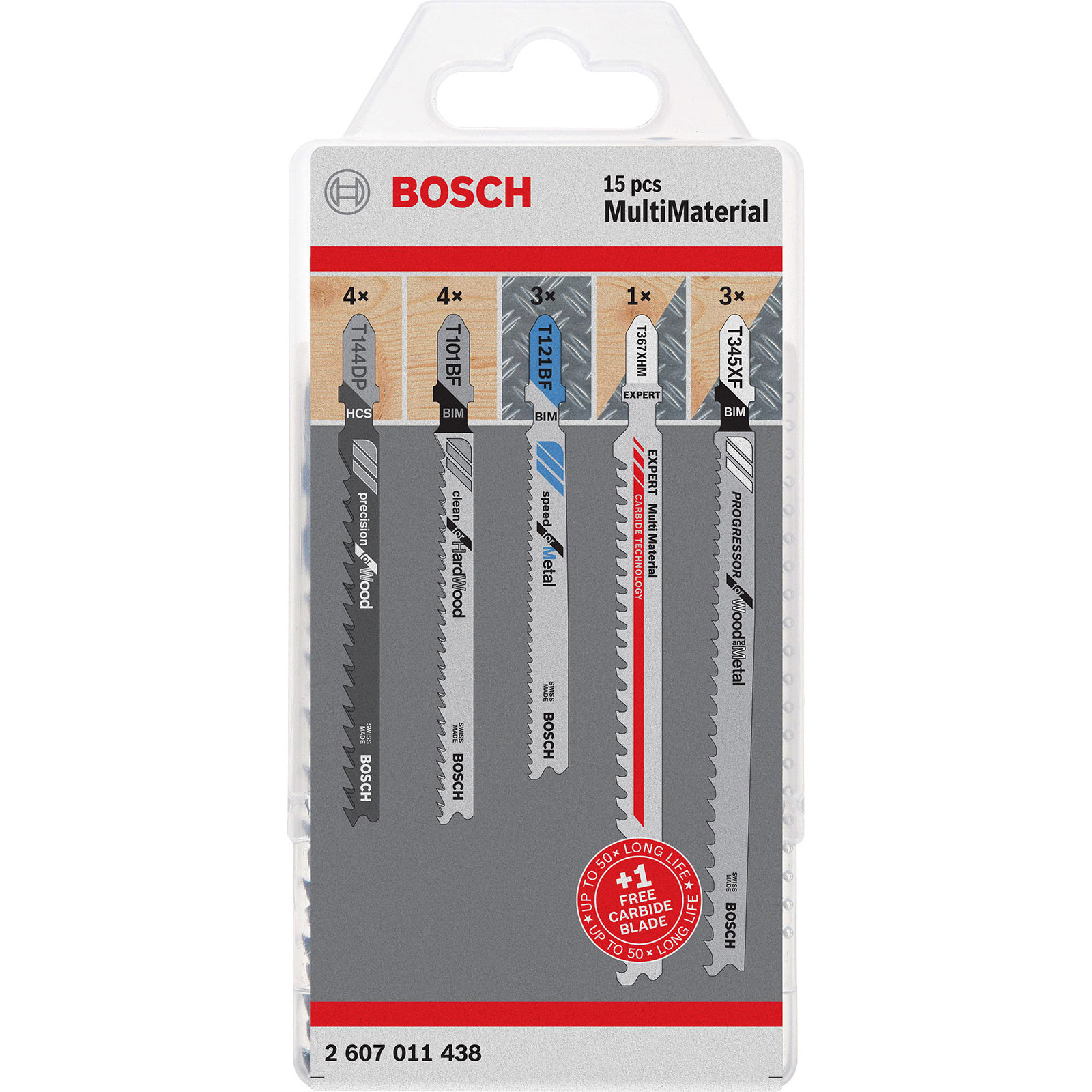 Jeu de lames de scie sauteuse Bosch JSB Multi-Material 15 pièces
