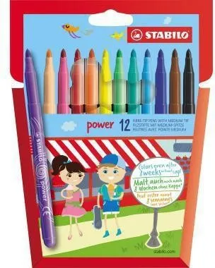 Feutres à pointe fine power 280/12-01 2 mm assortis - lot de 12