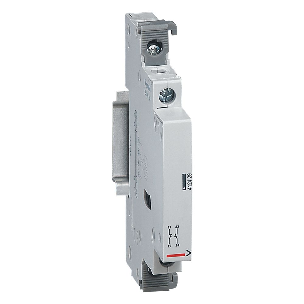 Contact auxiliaire Legrand CX3, 1 contact NF 1 contact NO, 5 A 250 V, 84,5 x 9 x 67 mm, 412429