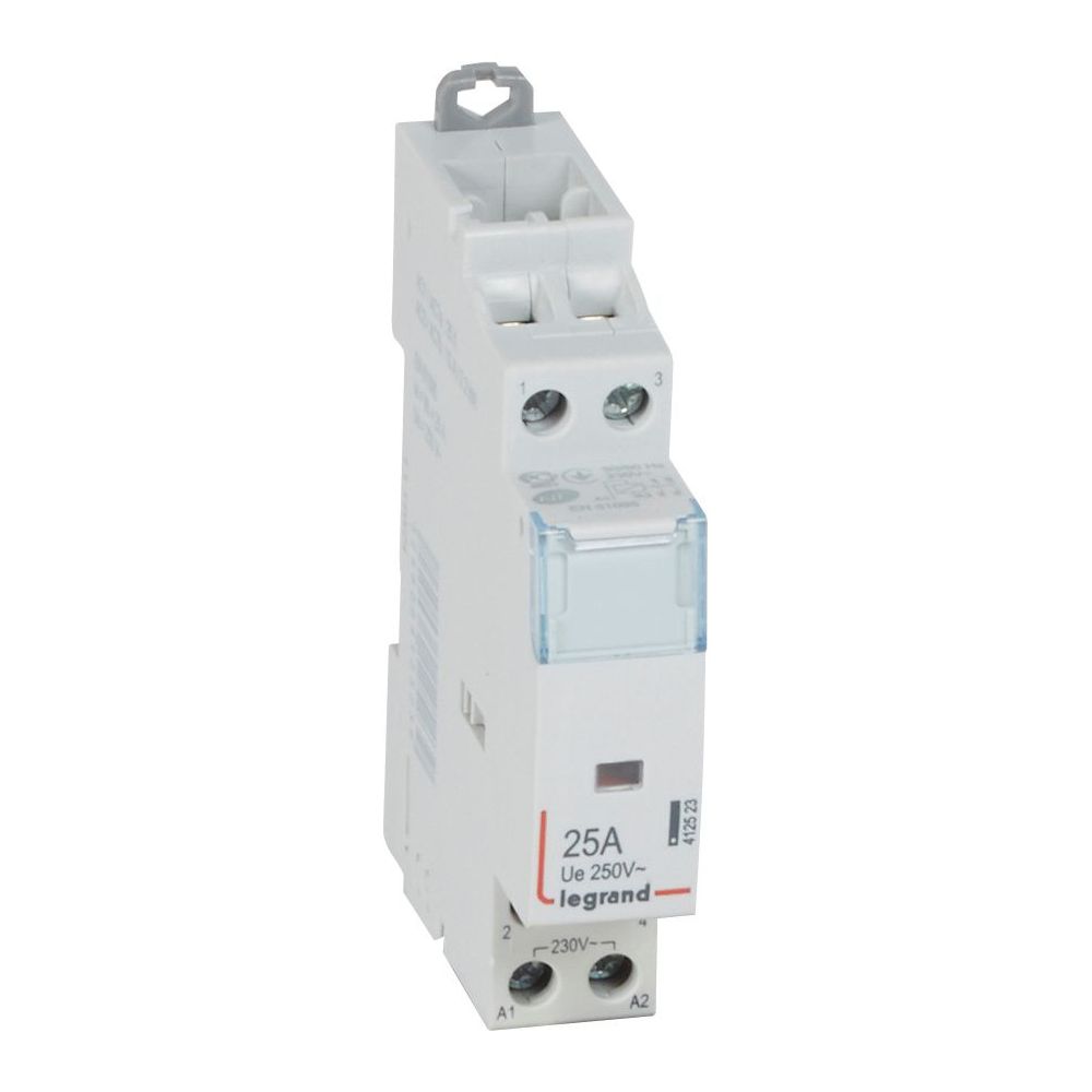 Legrand 412523 Contacteur d'installation CX3 230V 25A, 2 contacts de fermeture, sans commutateur manuel