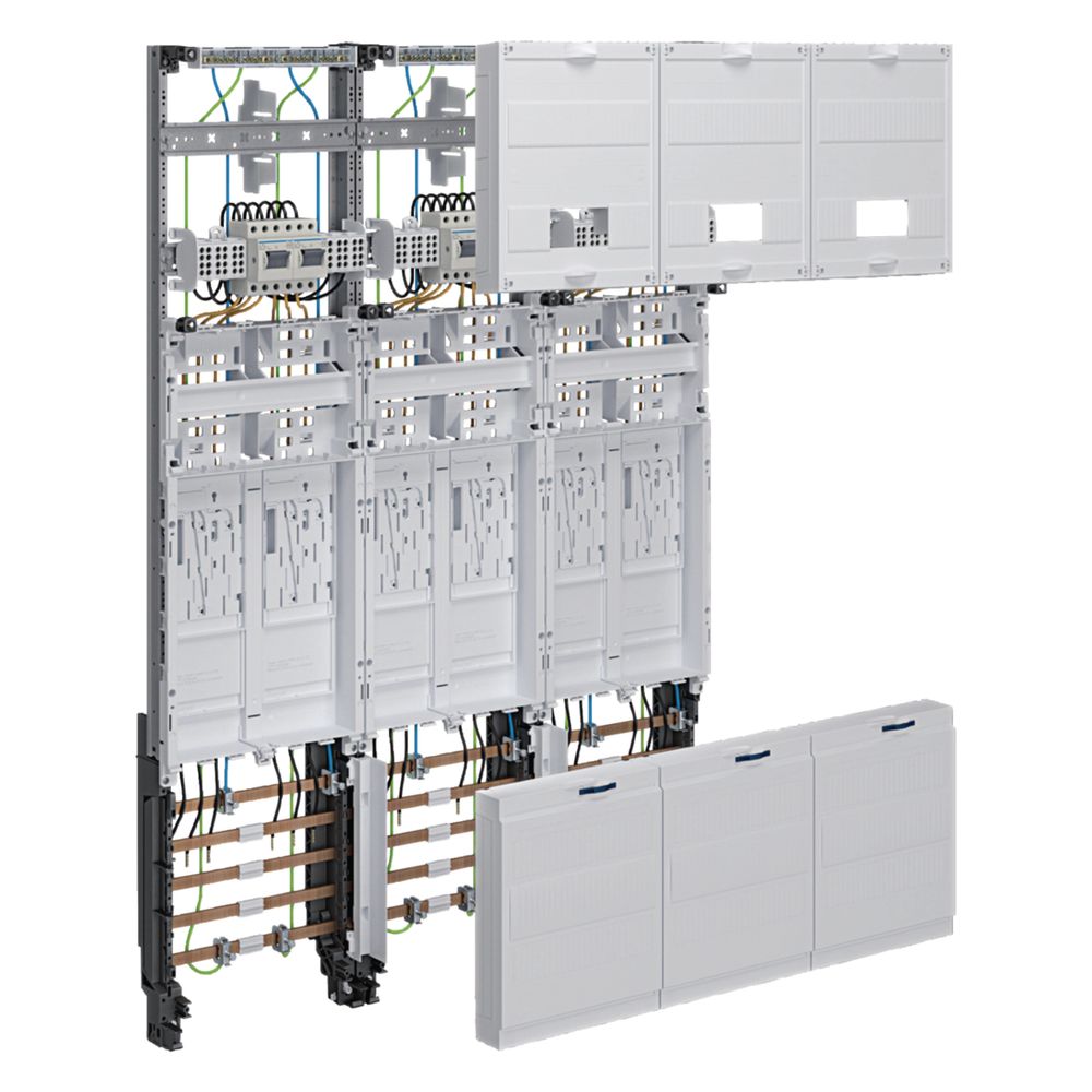 Hager Panneau complet universZ, 1050 mm, 6 zones protégées, eHZ, 3 modules, exécution NRW, SH, HH, MV, Avacon