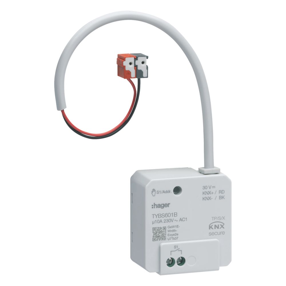 Actionneur de commutation Hager 1 voie, 10 A / 230 V~, encastré, KNX Secure, easy