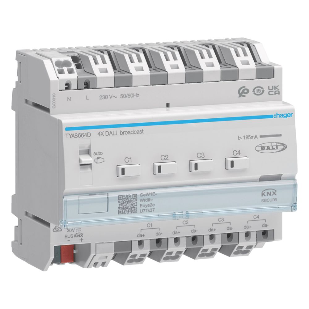 Actionneur hager KNX/DALI 2 4 voies, Broadcast, KNX Secure, easy, RGB(T)W