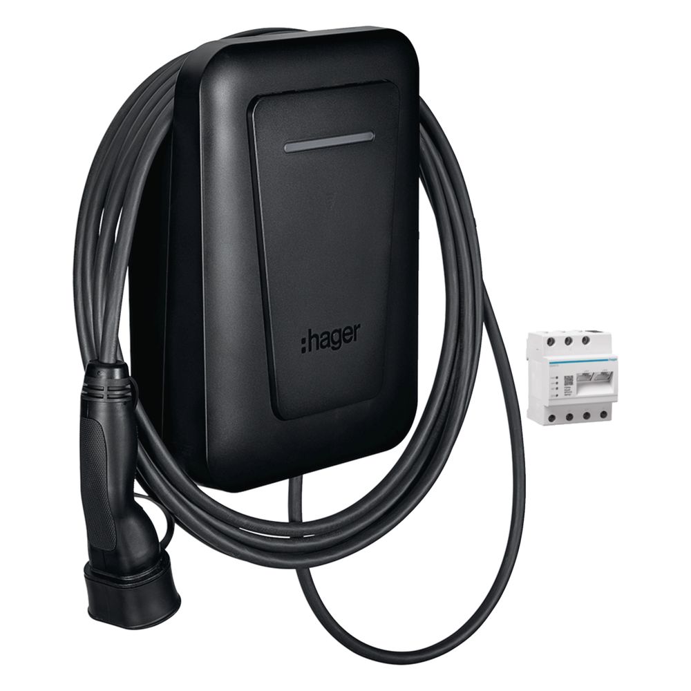 Hager Station de charge Witty Plus câble de charge 22 kW 6,5 m MID OCPP avec gestionnaire d'énergie flow