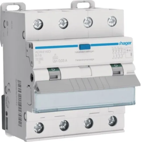 Disjoncteur différentiel Hager ADX416D 4P 16A 10kA 30mA