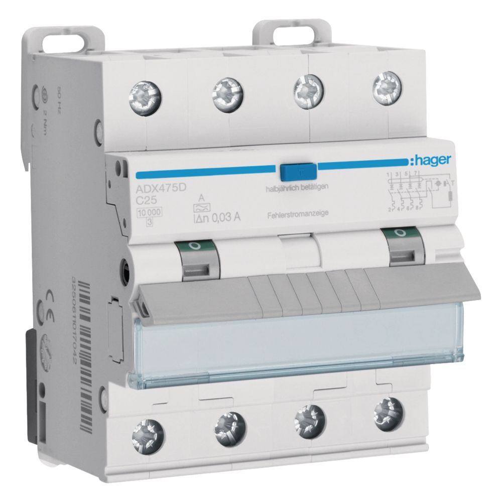 Hager Disjoncteur différentiel 4P 10kA C-25A 30mA Type A