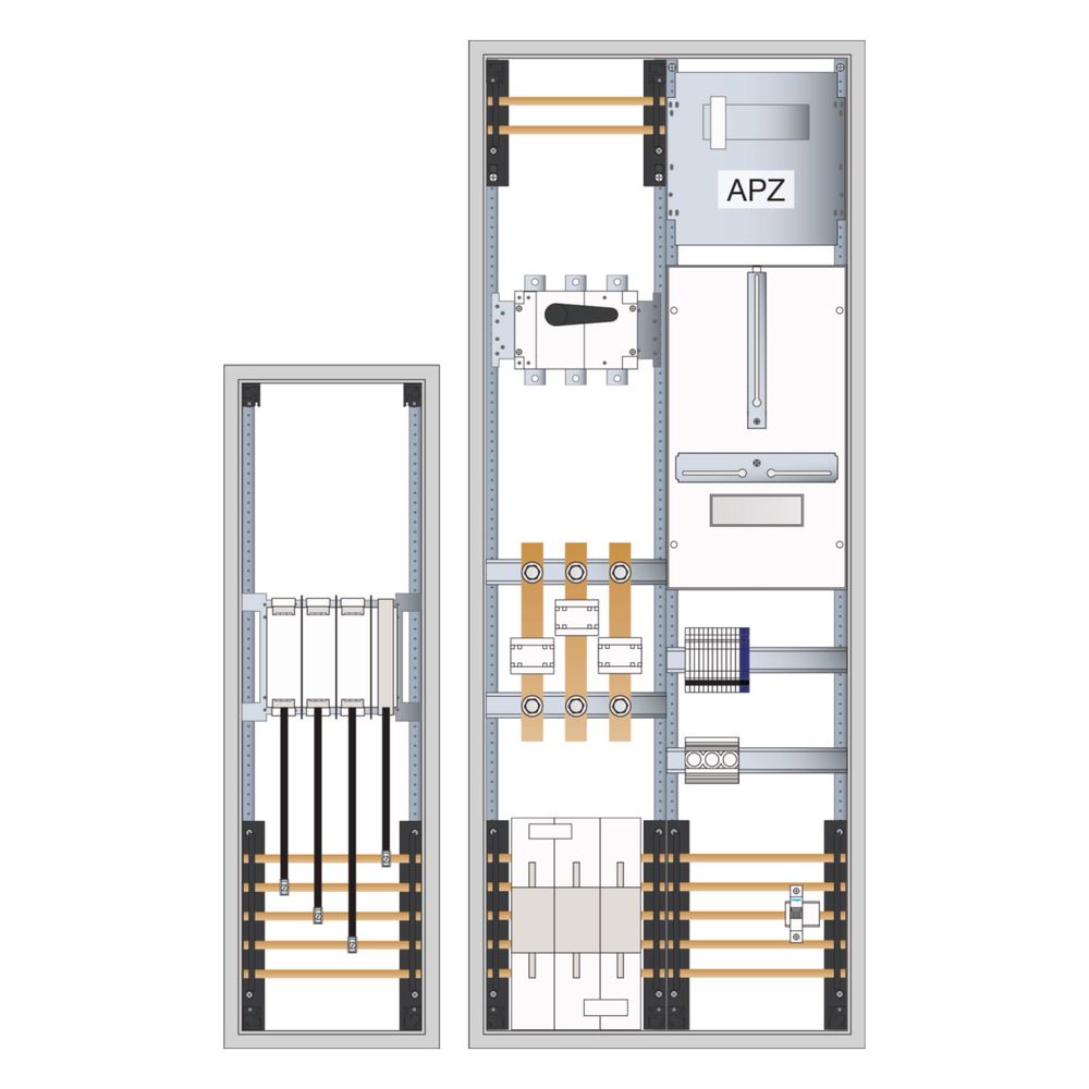 Armoire de transformation et de mesure Hager universelle N, 1400x550x205, 1ZF, APZ, NAR NH2 SUT, AAR charge max. 250A