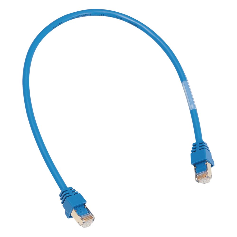 Câble patch Hager ZZ45WAN200 avec 2 connecteurs RJ45 pour applications WAN, couleur bleu, longueur 2 m