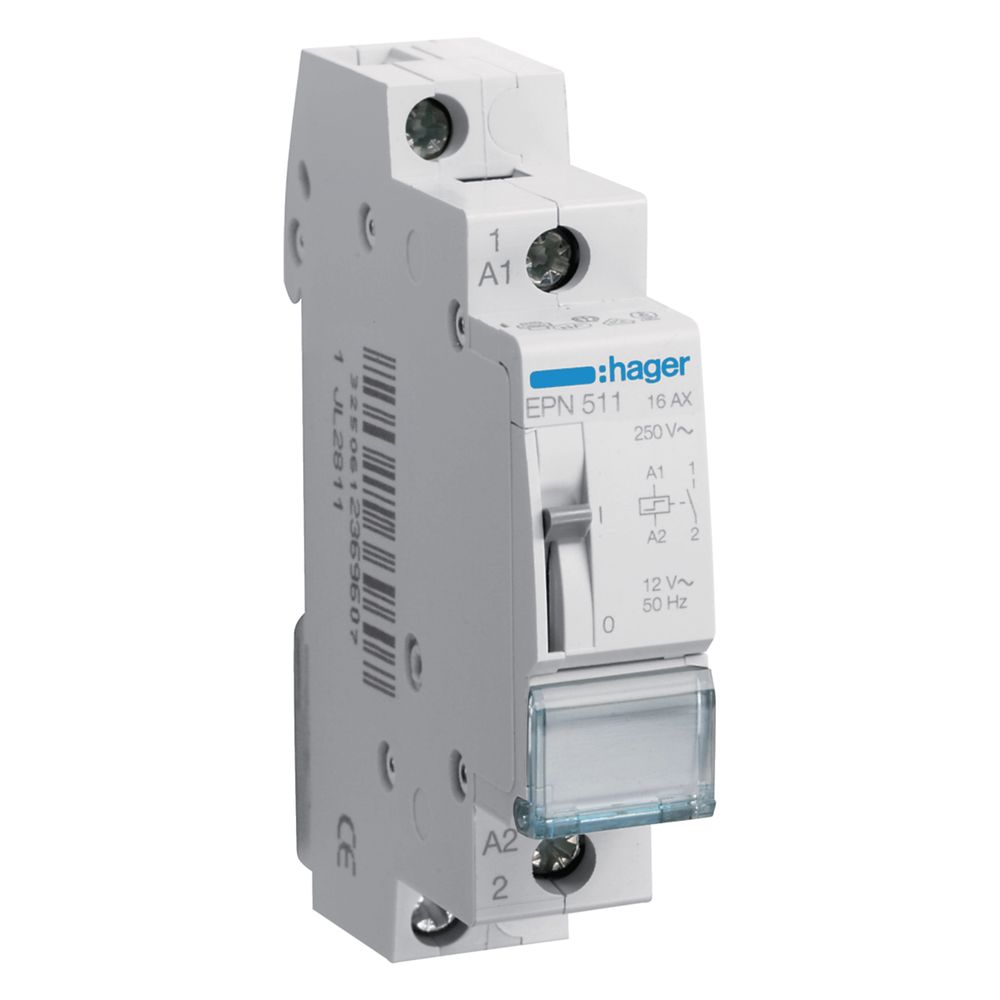 Hager télérupteur 1 contact NF 12V AC 16A 1 module