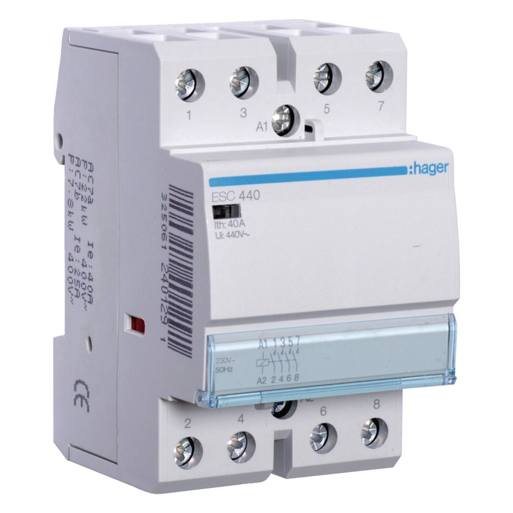 Contacteur Hager, version compacte, 40 A, 4 contacts, 230 V AC