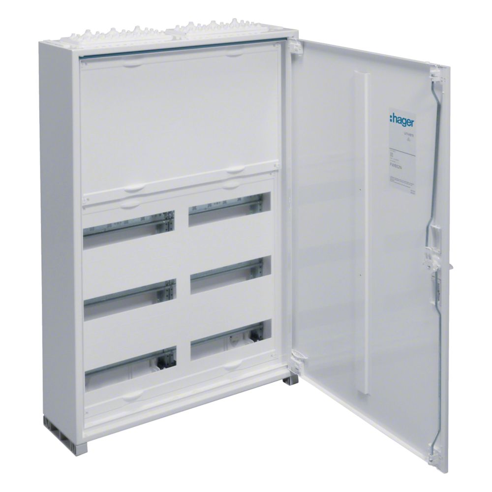 Hager répartiteur de champ AP, IP44, SKII, 72 PLE, 2x5 rangées, entraxe HS 150 mm, 800x550x161 mm