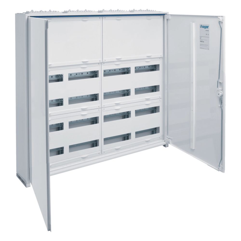 Tableau de répartition de champ Hager AP, IP44, SKII, 192 PLE, 4x6 rangées, espacement HS 50 mm, 950x1050x161 mm