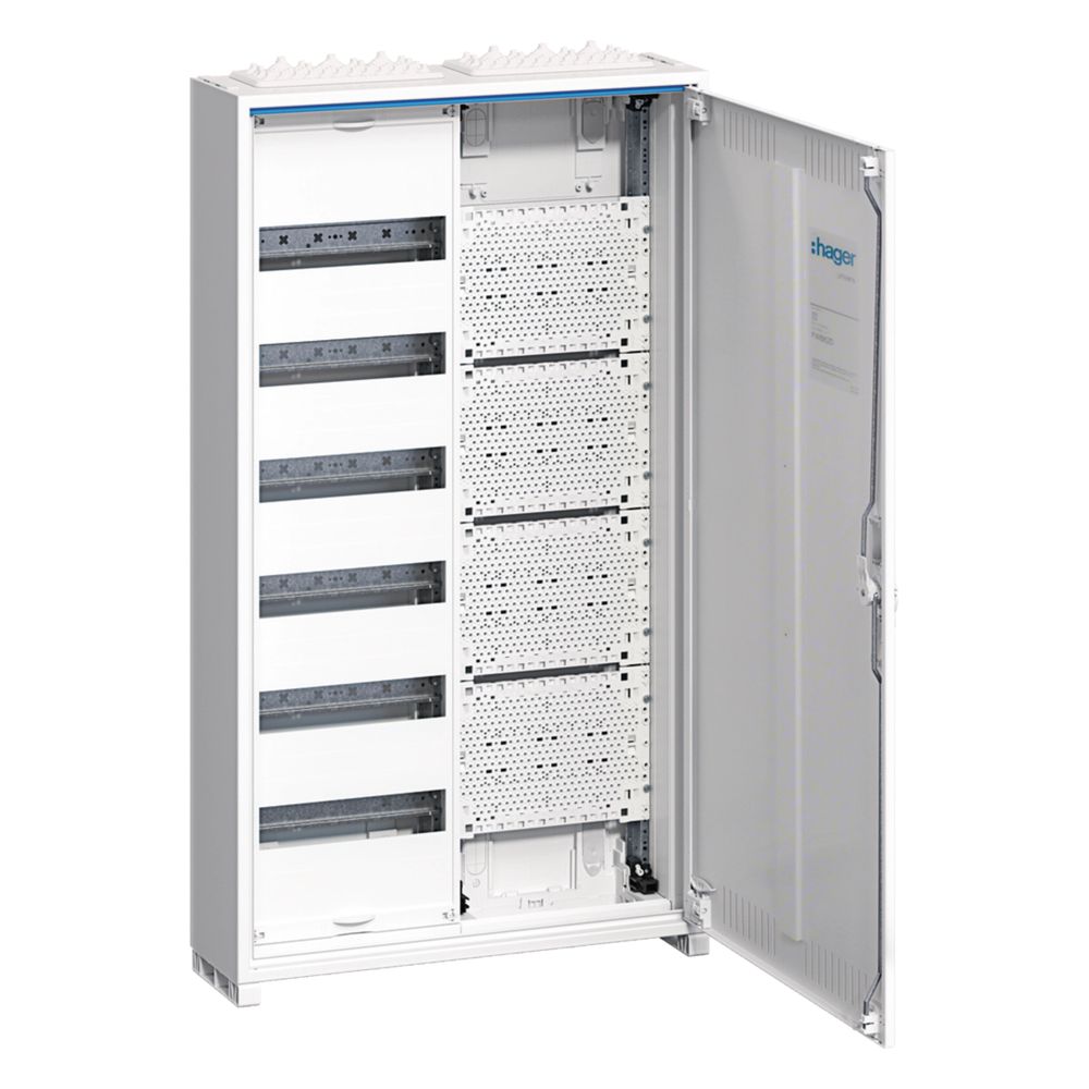Armoire de distribution Hager AP, IP31, SKII, 72 modules PLE et champ multimédia, porte fendue, 950x550x161 mm