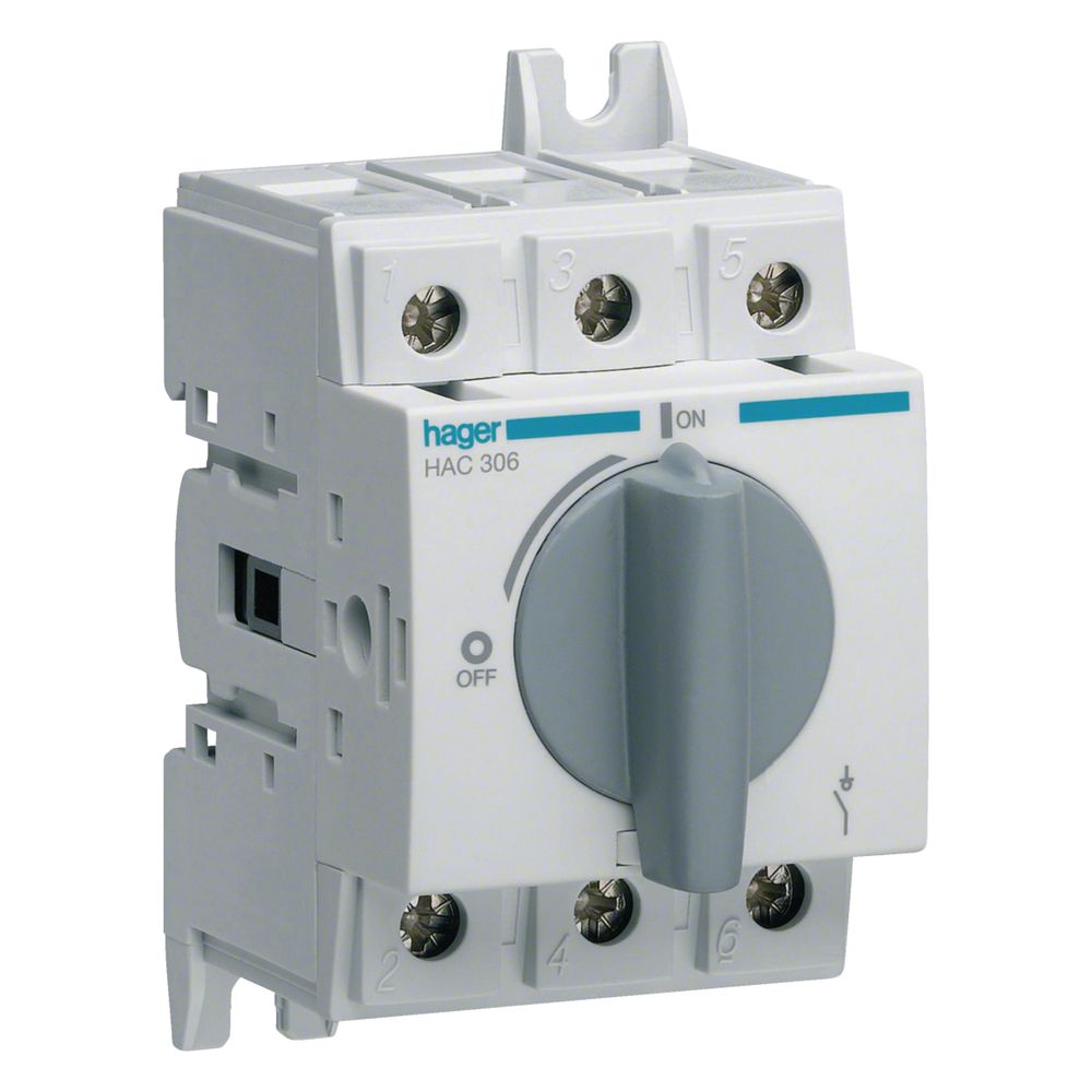 Hager sectionneur de charge 3 pôles 63A pour rail DIN ou montage sur plaque