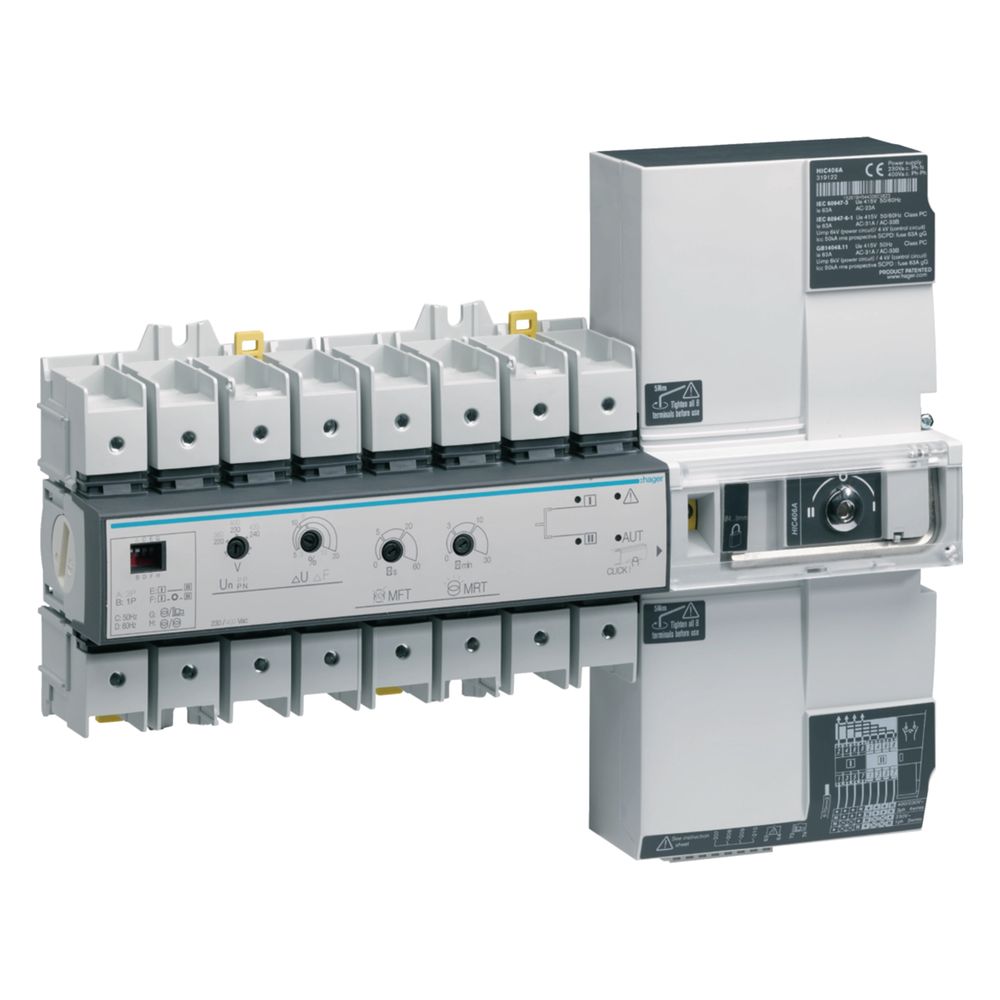 Commutateur automatique de charge Hager à affichage de position, 4 pôles, 63 A, 400 V