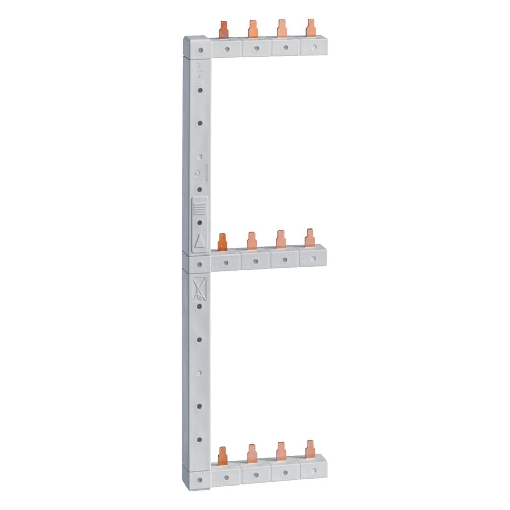 Rail de phase vertical Hager 63A symétrique (L1L2L3N vers L1L2L3N) 125 mm, 3 rangées