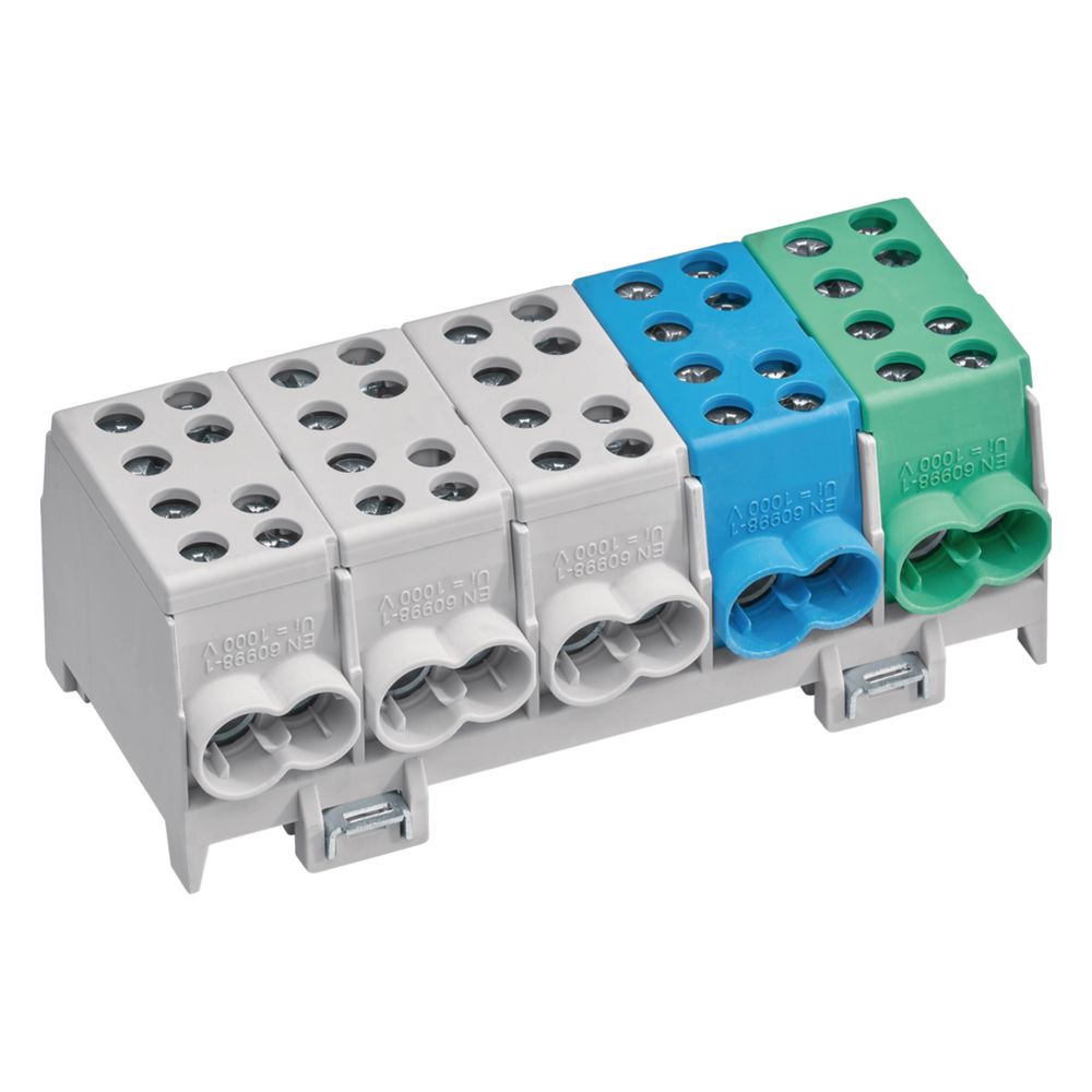 Borne de dérivation principale 5 pôles Hager, 2x35 mm² / 2x25 mm², IP20, 3xL, 1xPE, 1xN