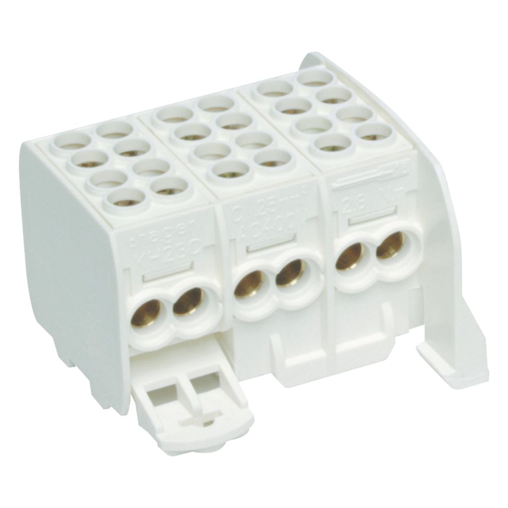 Hager KH23C Borne de dérivation principale universelle Z, 3 pôles, 2x25 / 2x16 mm², sécurisée contre les contacts directs