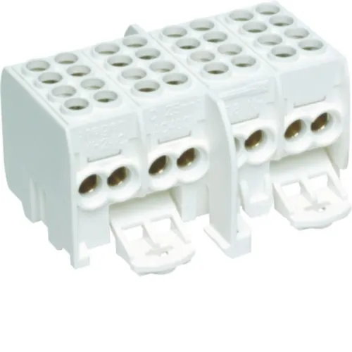 Borne de dérivation principale Hager KH24C, universelle Z, 4 pôles, 2x25 / 2x16 mm², protégée contre les contacts directs