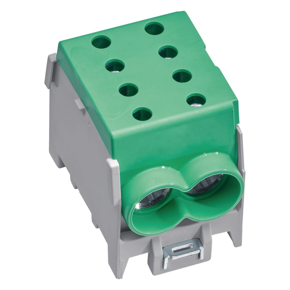 Borne de dérivation de ligne principale Hager 1 pôle, 4x70mm², IP20, couleur : vert