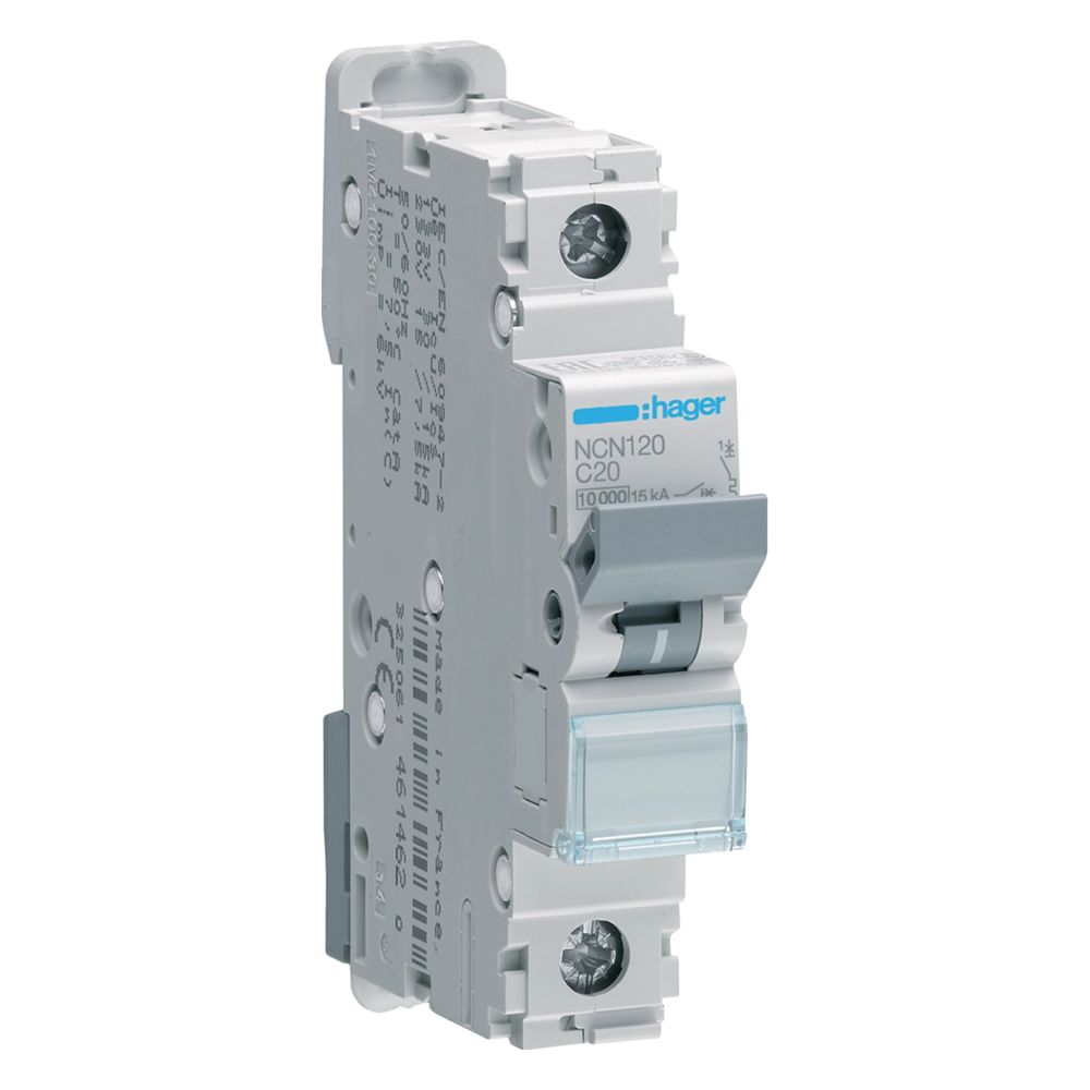 Hager Disjoncteur différentiel 1 pôle 10kA/15kA C-20A 1 module