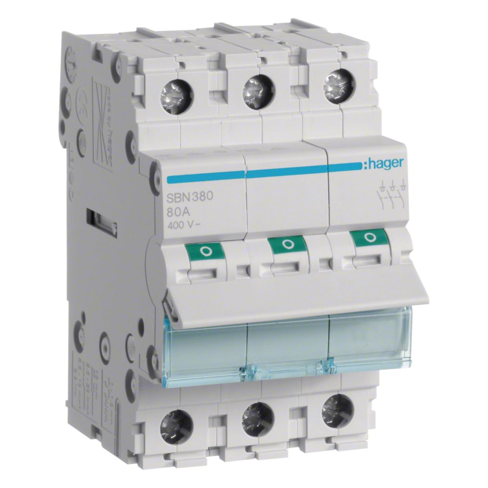 Interrupteur-sectionneur Hager 80A 3 contacts 400V AC 3PLE