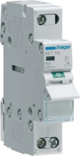 Interrupteur-sectionneur Hager SBT116 16 A, 1 contact, 230 V AC, avec voyant lumineux, 1PLE