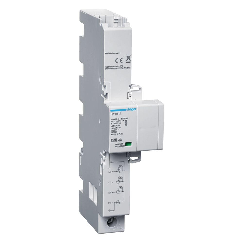 Hager parafoudre combiné T1 et T2 et T3 4P Iimp 12,5kA TT et TNS 315A