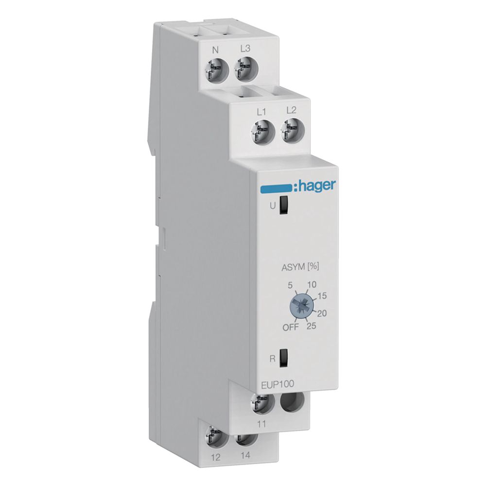 Relais de contrôle et de surveillance de phases Hager 3P(N) 1 inverseur