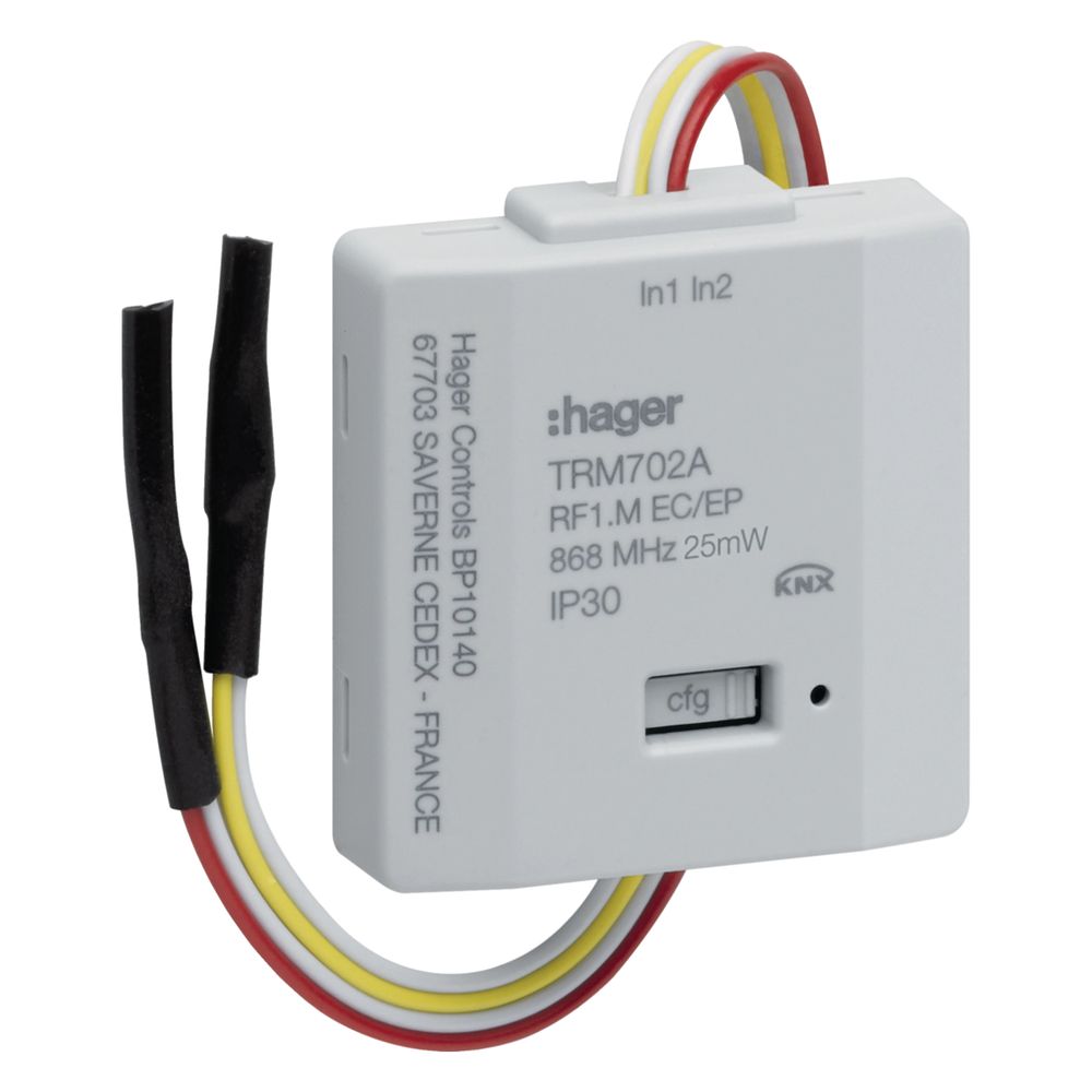 Entrée binaire radio Hager 2 voies sur batterie pour encastré