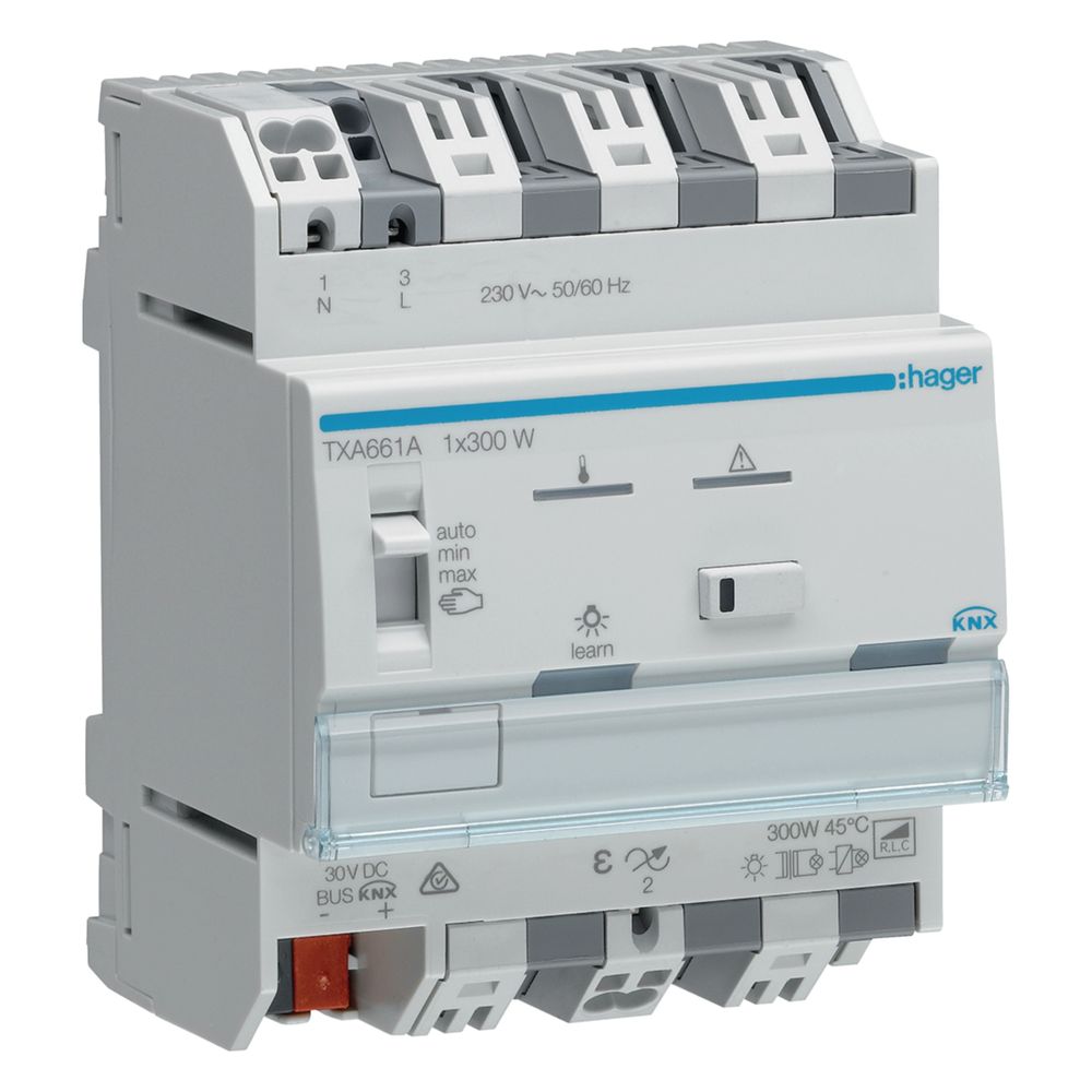 Hager Actionneur de variation universel 1 voie KNX easy, 1x300W, ESL/LED