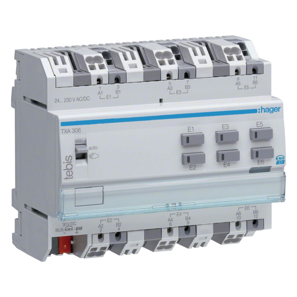 Hager Entrée binaire KNX 6 voies, interface 230V AC sur bus KNX, montage encastré, 6 PLE