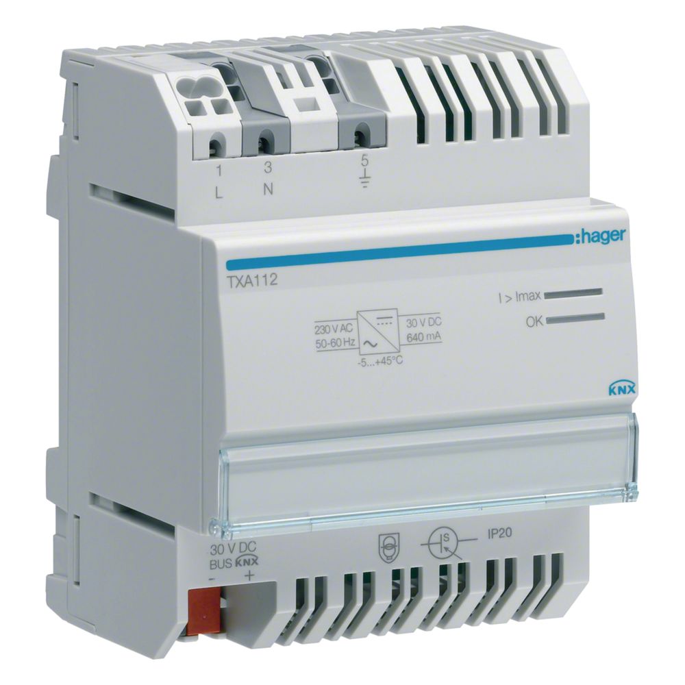 Hager Alimentation KNX pour bus avec sortie 1 voie et self, 640mA