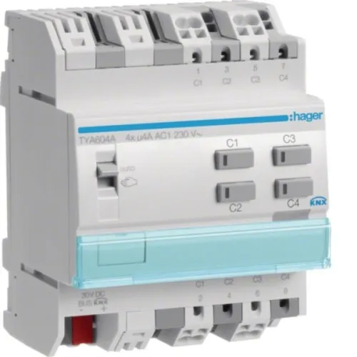 Hager Module KNX de commande interrupteur/volet roulant TYA604A