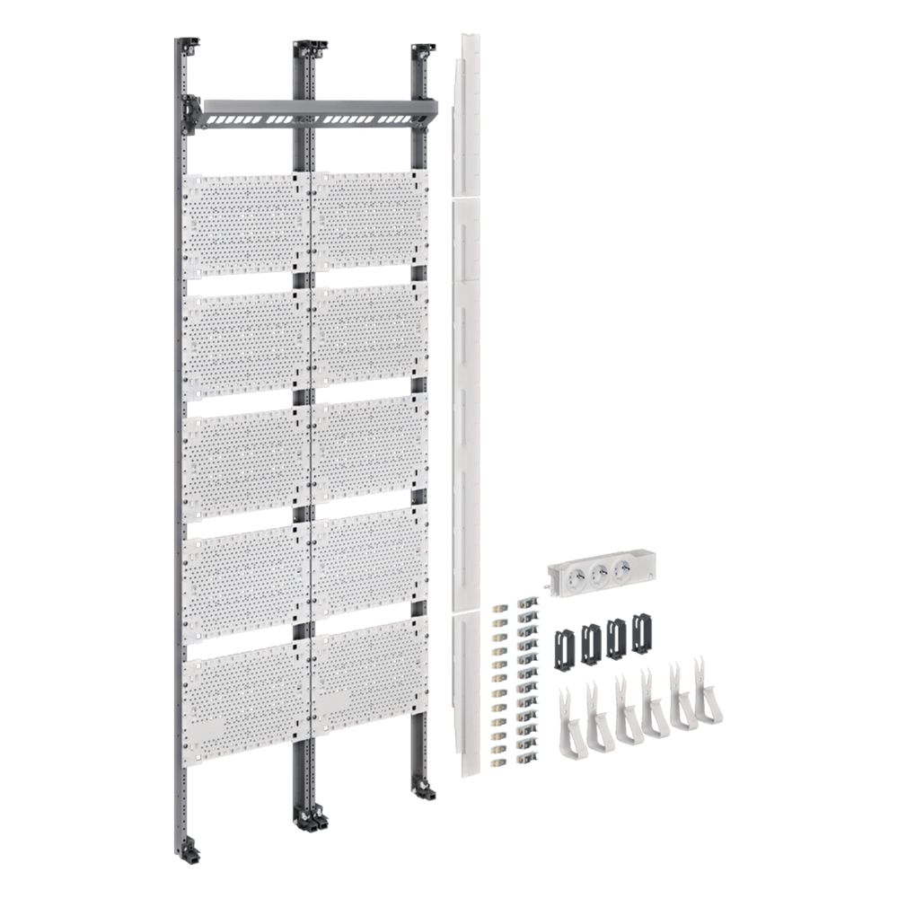 Hager panneau complet multimédia Univers Z, 1350 mm, 2 champs, avec 12 modules patch RJ45