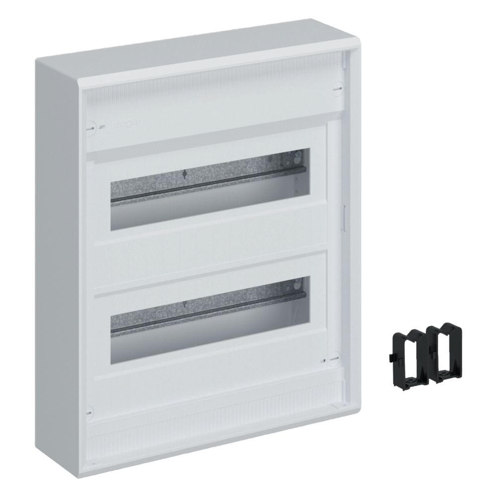 Petit tableau de répartition Hager Volta, encastré, 2x12 modules PLE, IP30, classe II, sans porte