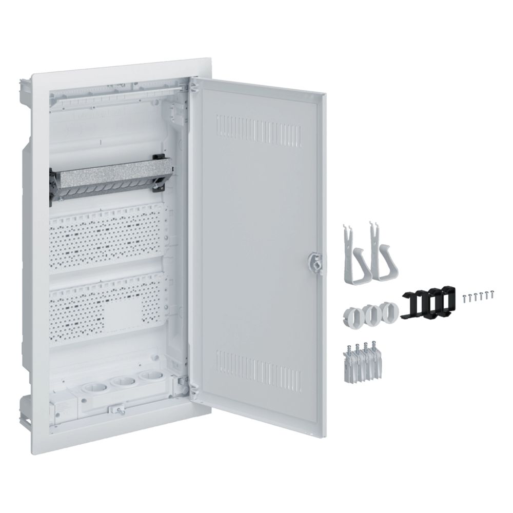 Tableau de répartition multimédia Hager Volta HWV 3 rangées avec porte en plastique fendue