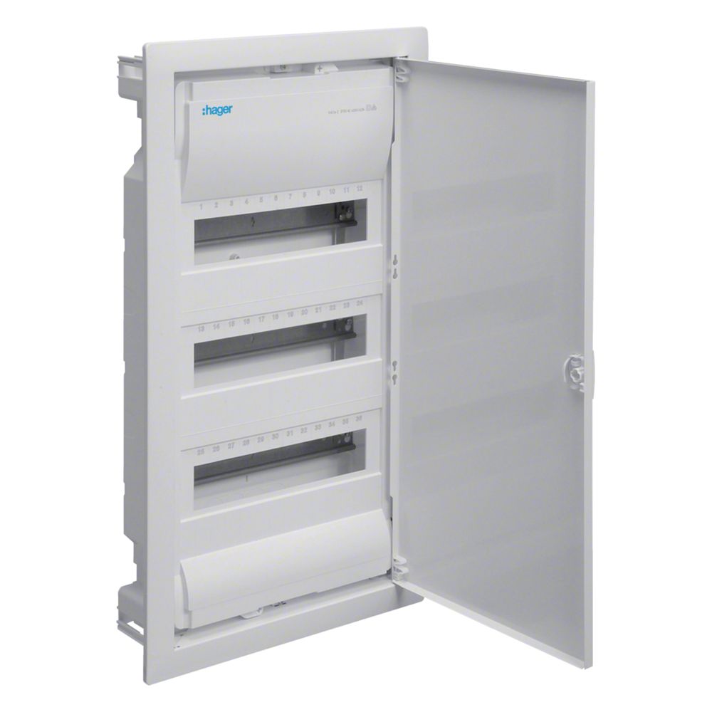 Hager coffret de distribution Volta, encastré, 3x12 modules PLE, IP30, classe de protection II, porte en tôle d'acier
