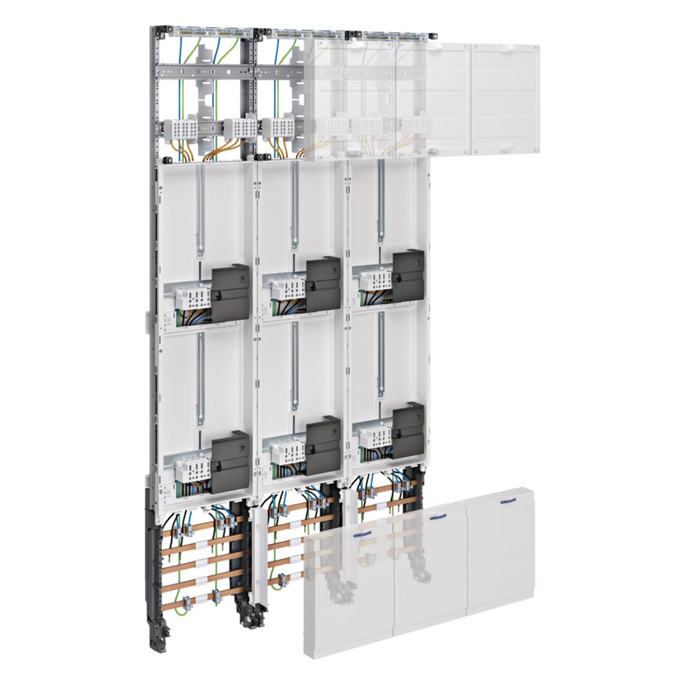Hager Coffret complet, univers Z, 1350 mm, 6 emplacements de compteur, 3 modules, avec connecteur de compteur