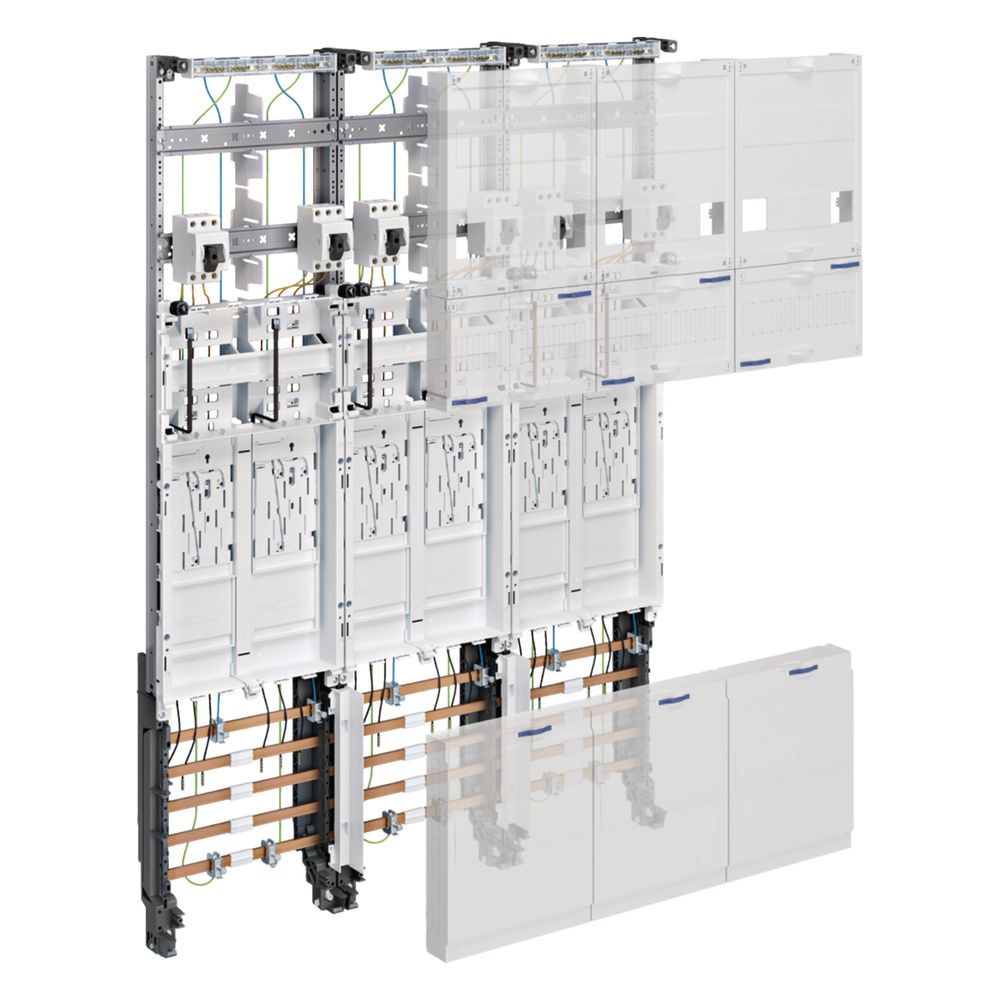 Hager tableau complet, univers Z, 1050 mm, 6 emplacements de compteur, 3 champs, DSS, exécution OVAG