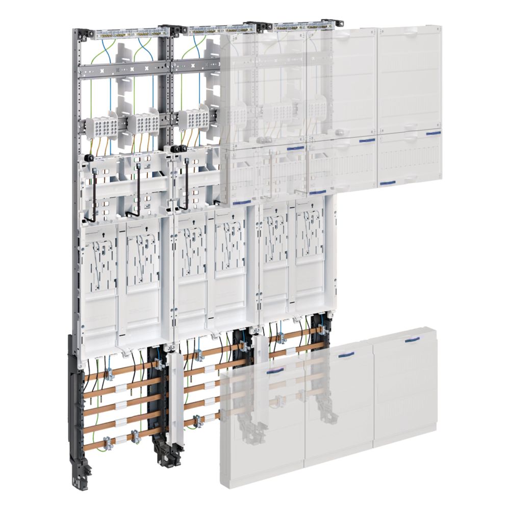 Hager Tableau complet universZ, 1050 mm, 6 emplacements compteurs, eHZ, DSS, 3 champs