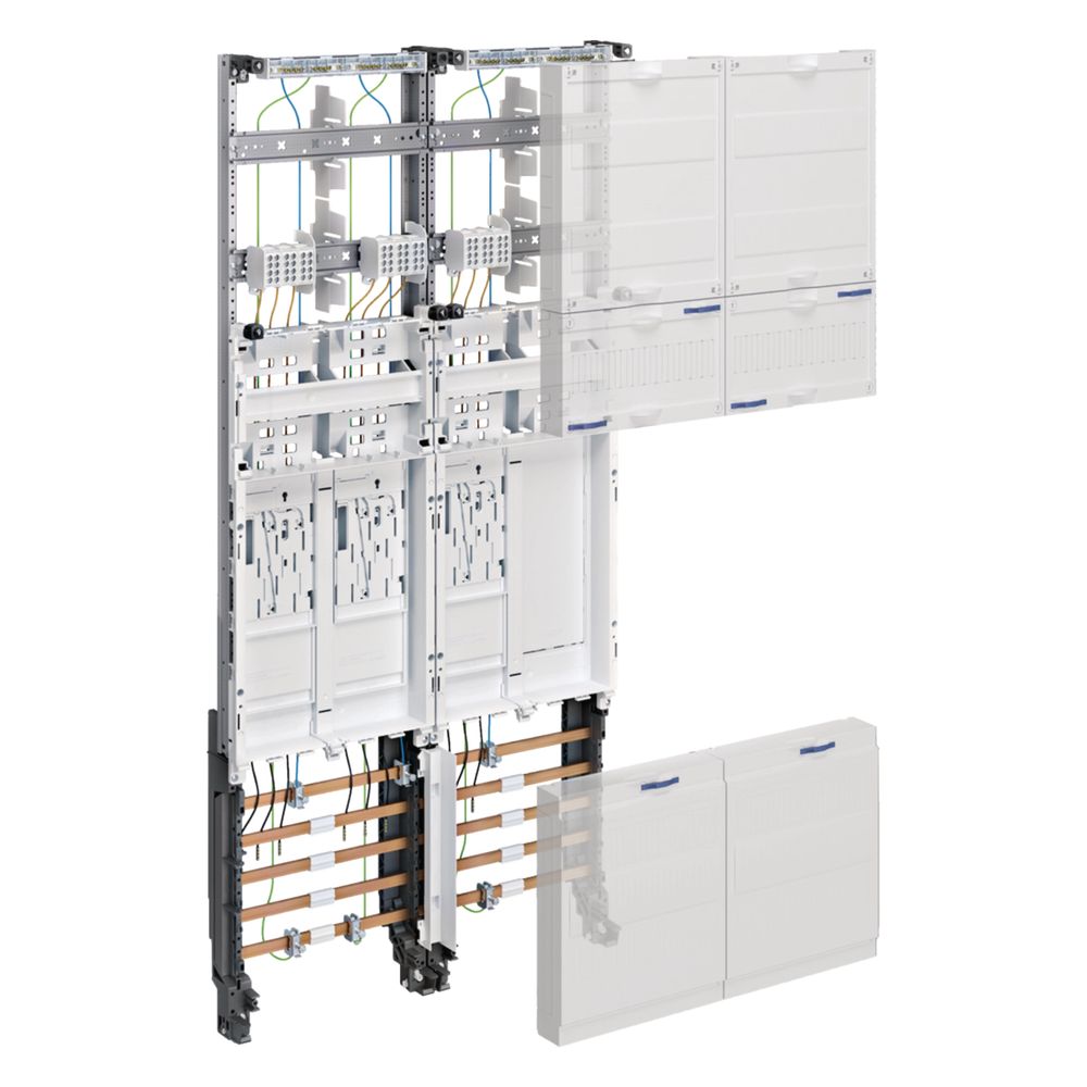 Hager tableau complet, univers Z, 3 emplacements de compteur, BKE-I, H 1050 mm, 2 champs, HLAK 3p.