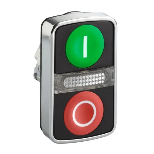 Double bouton-poussoir lumineux Schneider Electric Harmony XB4/ZB4, réf. ZB4BW7A3741