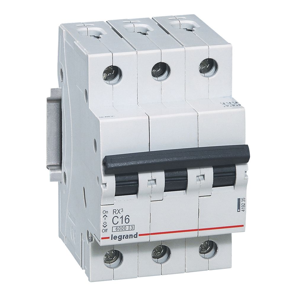Legrand RX3 Disjoncteur différentiel C-Charakteristik, 16A, 3 pôles, 6kA, 400VAC, 3TE (419235)